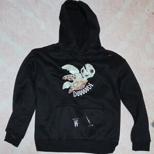 Black Hoodie with Turtle Graphic